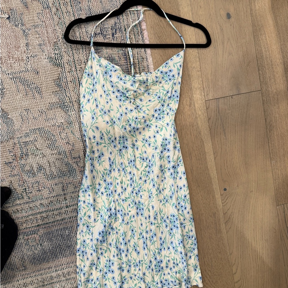 Zara Blue Floral Backless Dress